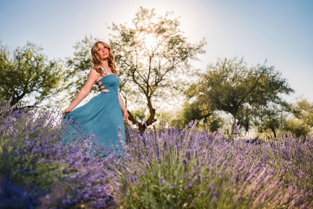 Dreamy Outdoor Senior Photos with Lavender Blooms, Tucson, AZ golden hour senior session