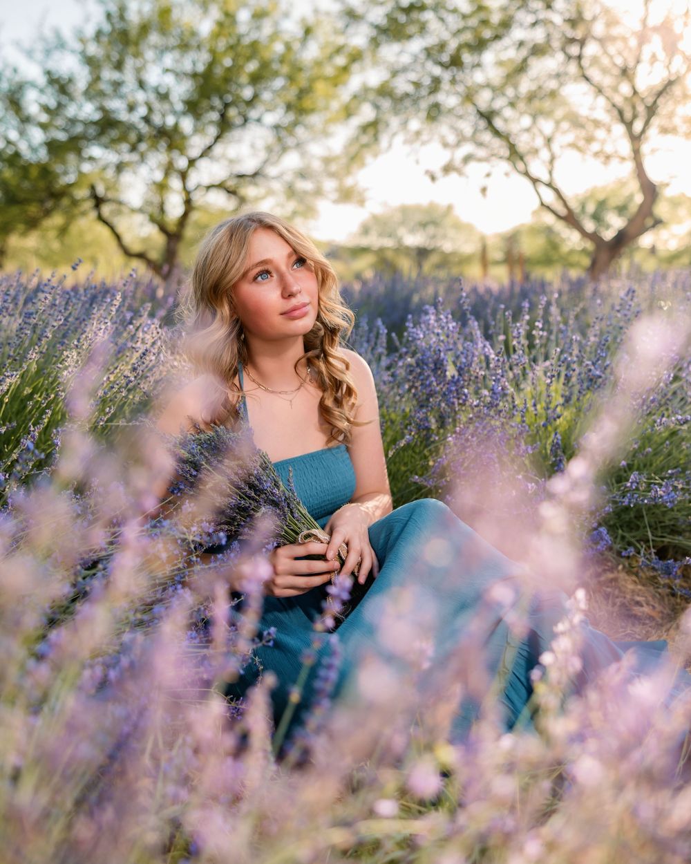 Dreamy Outdoor Senior Photos with Lavender Blooms, Tucson, AZ golden hour senior session