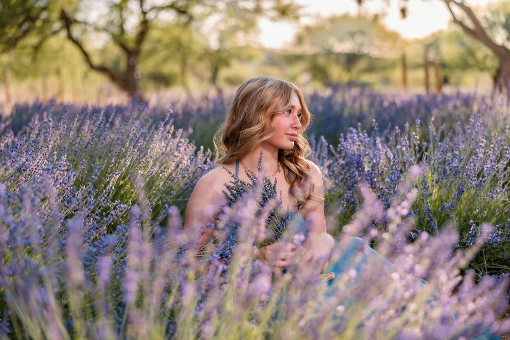 Dreamy Outdoor Senior Photos with Lavender Blooms, Tucson, AZ golden hour senior session