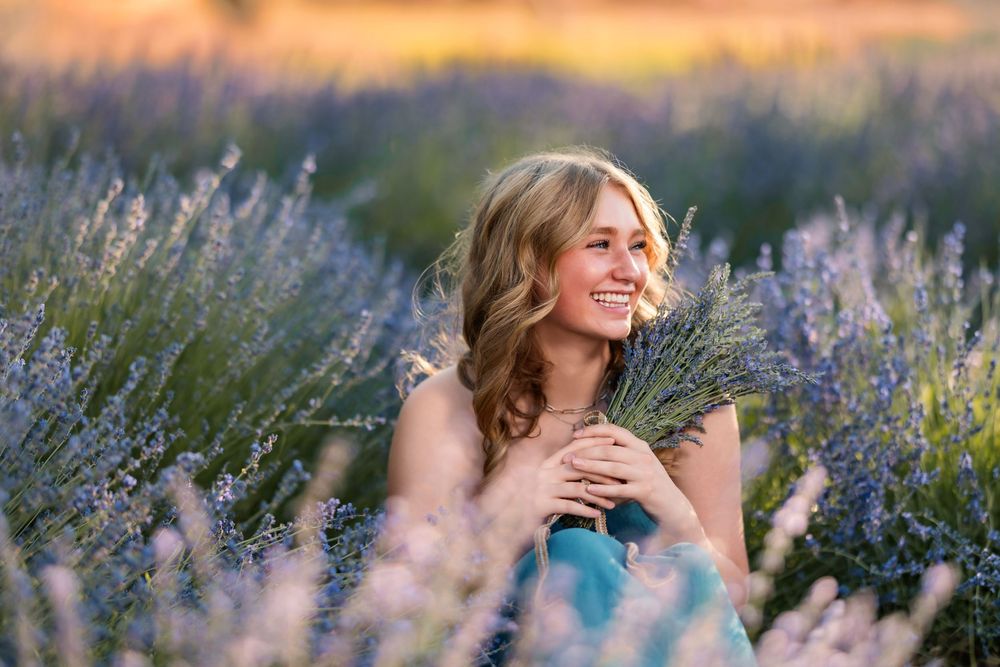 Dreamy Outdoor Senior Photos with Lavender Blooms, Tucson, AZ golden hour senior session
