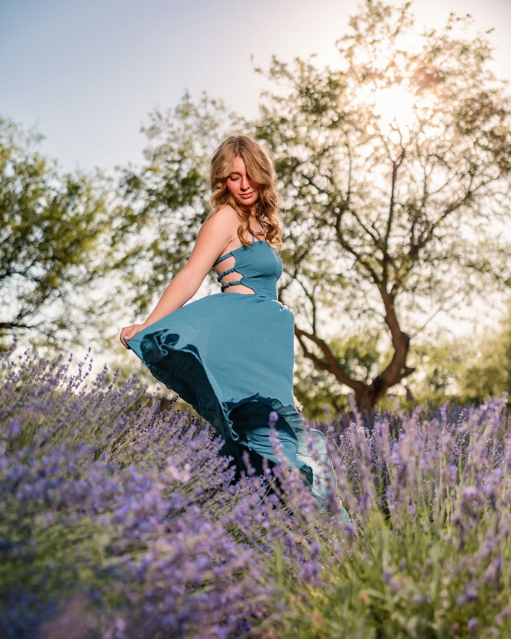 Dreamy Outdoor Senior Photos with Lavender Blooms, Tucson, AZ golden hour senior session