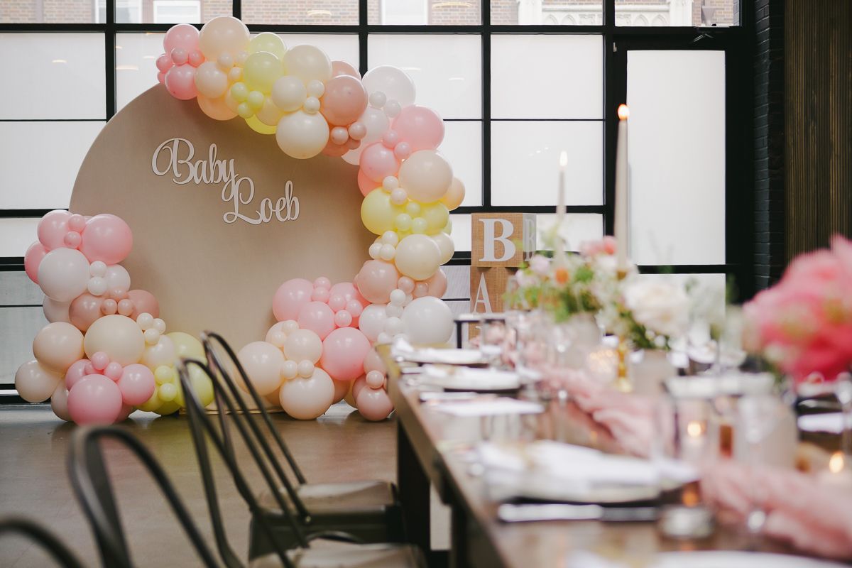 A stunning backdrop perfect for photos at Brooklyn Winery’s baby shower venue by NYC Baby Shower Photographer Paula Brearley