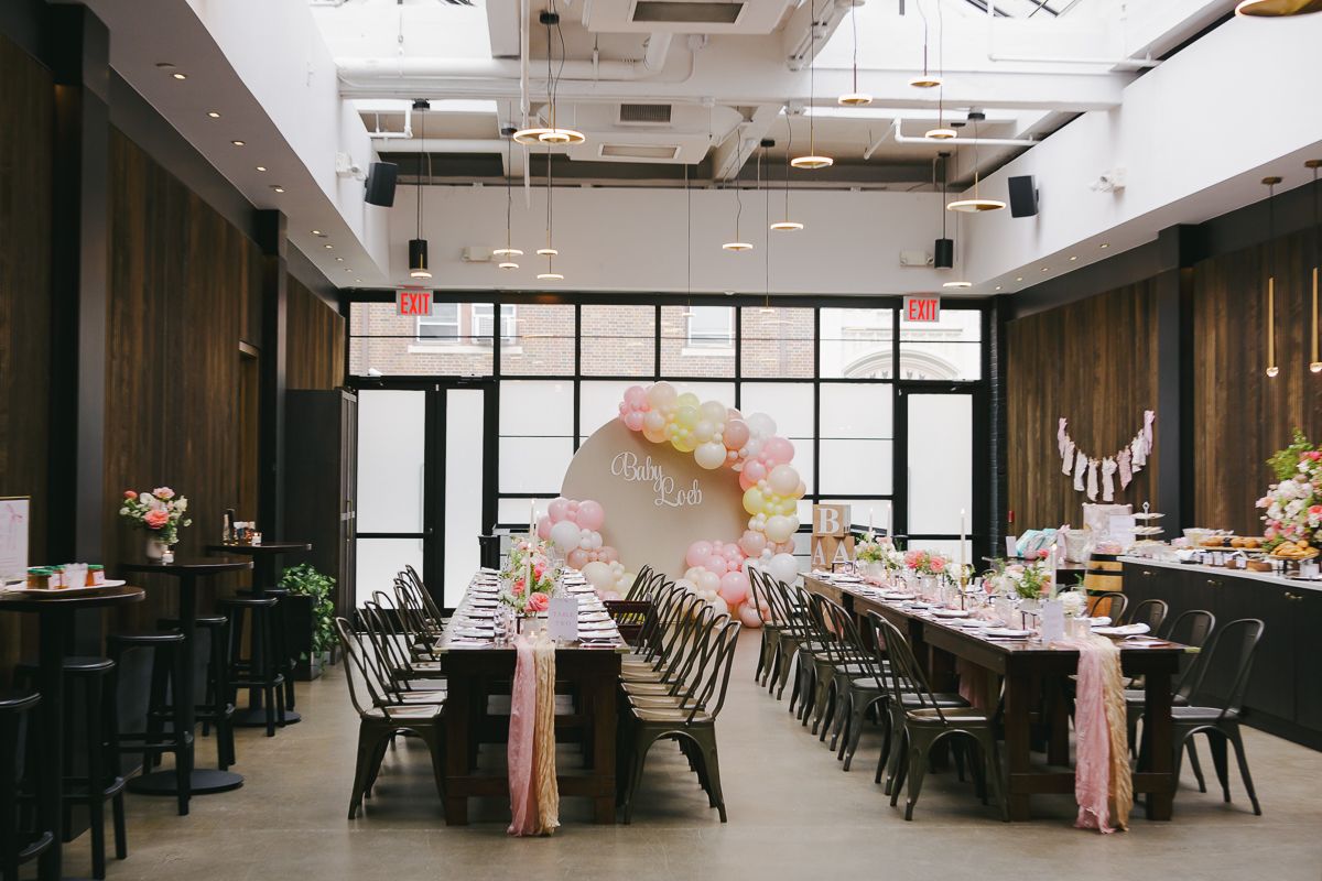 Brooklyn Winery’s rustic yet chic venue set up for a beautiful maternity celebration by NYC Baby Shower Photographer Paula Brearley