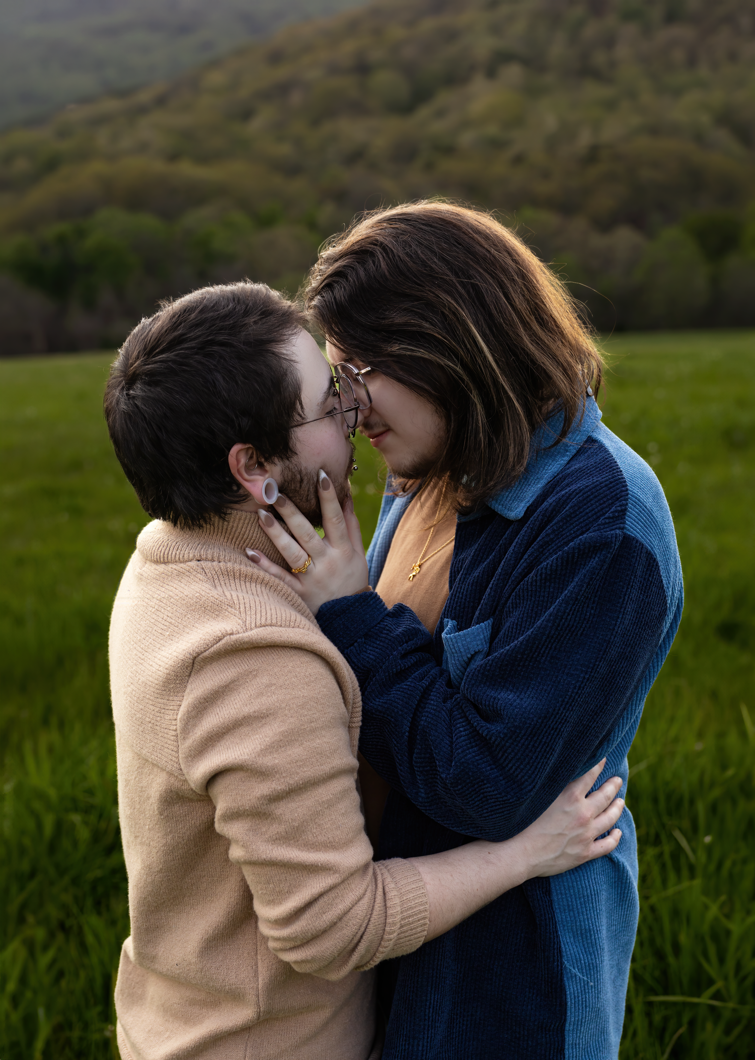 LGBTQ engagement photo shoot with natural mountain backdrop in Kentucky