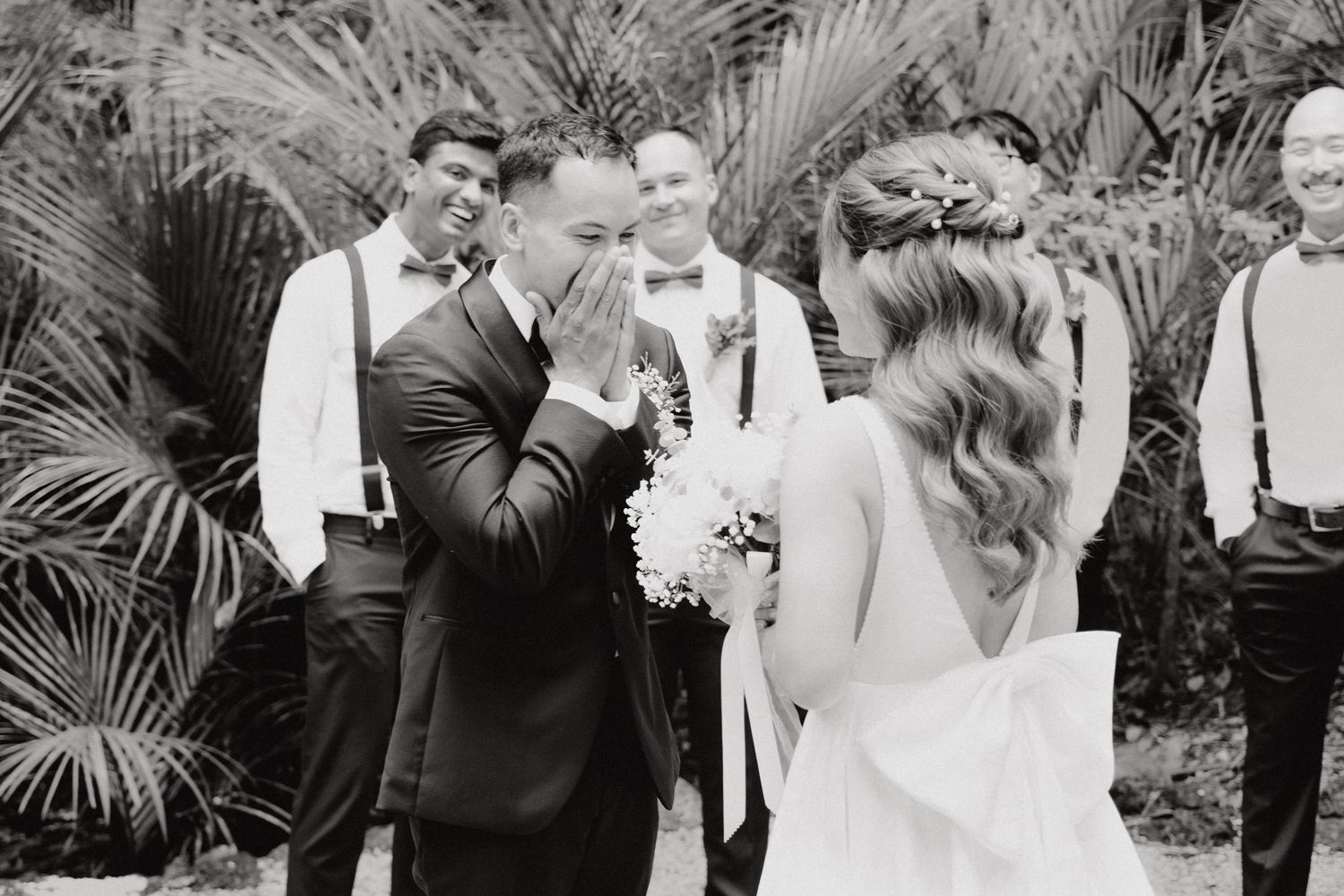 A First Look moment captured by Apertured Media Auckland Wedding Photographer.