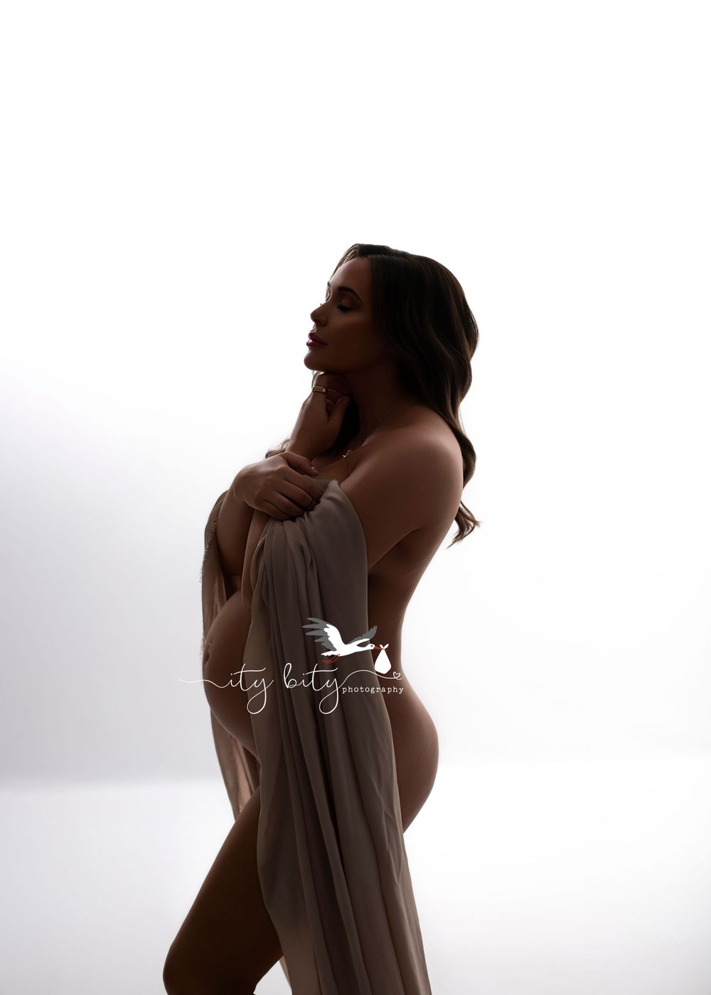 Downtown Cleveland Pregnancy Photographer Luxury Maternity Session Nude Belly