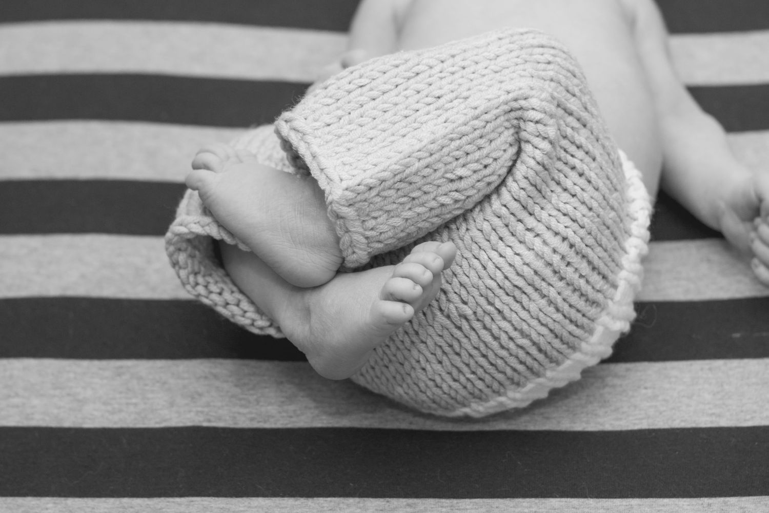 Black and White baby toes during Erie, Colorado newborn photography session
