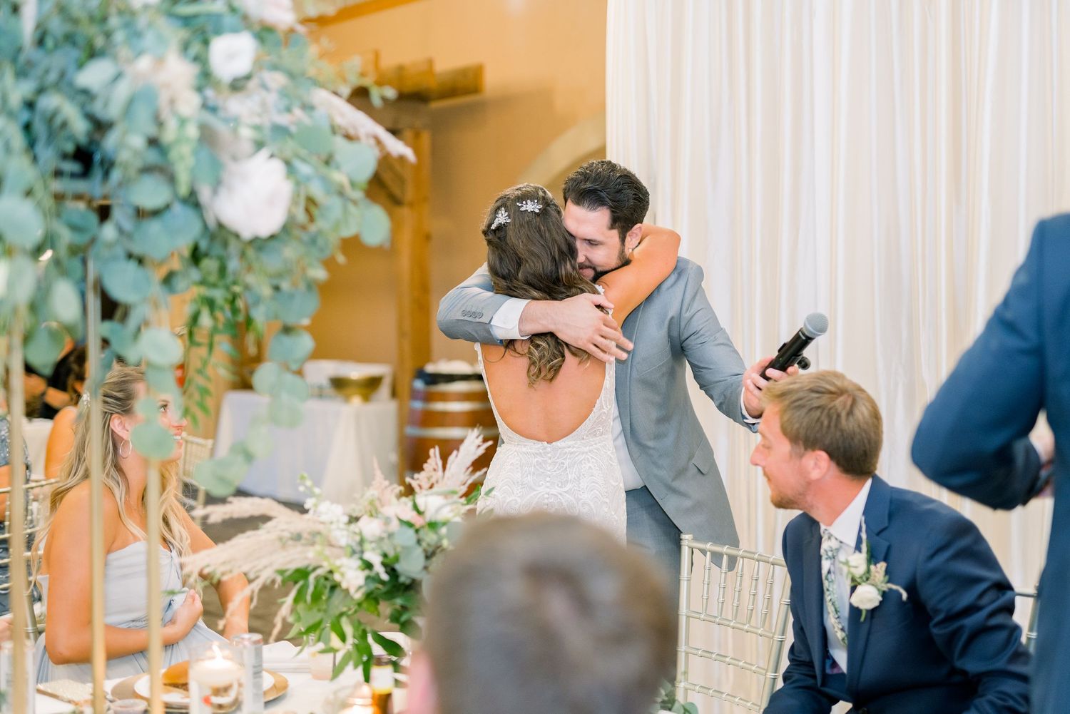 Vineyard photos with white willow events at Prairie Moon Winery wedding in Ames, Iowa