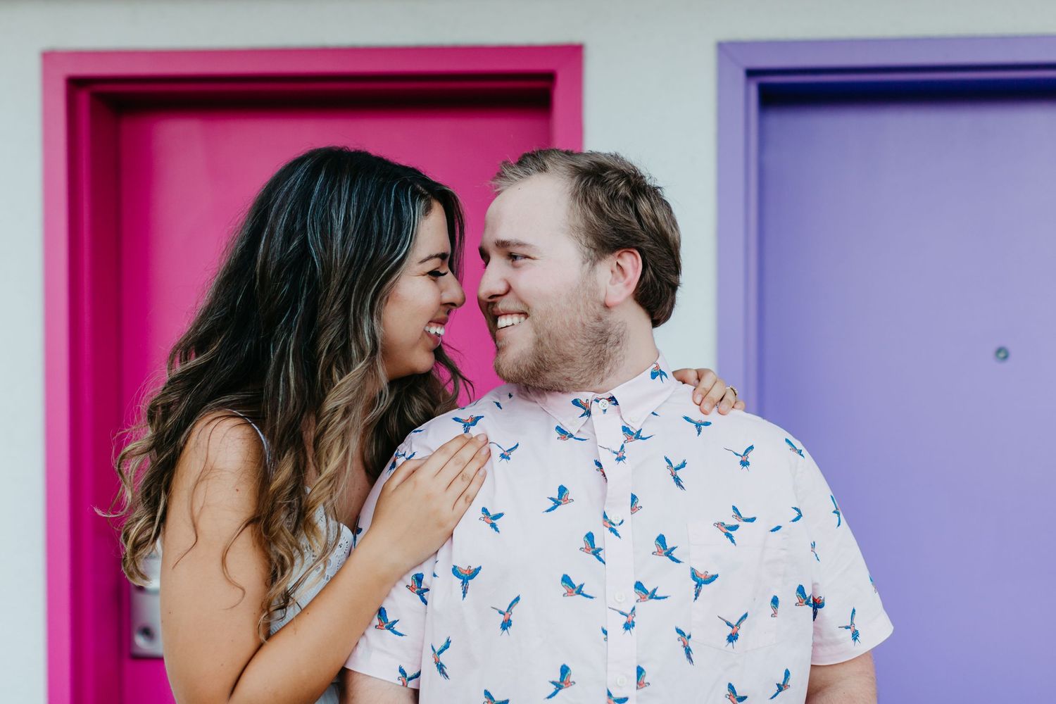 engaged couple at saguaro palm springs hotel