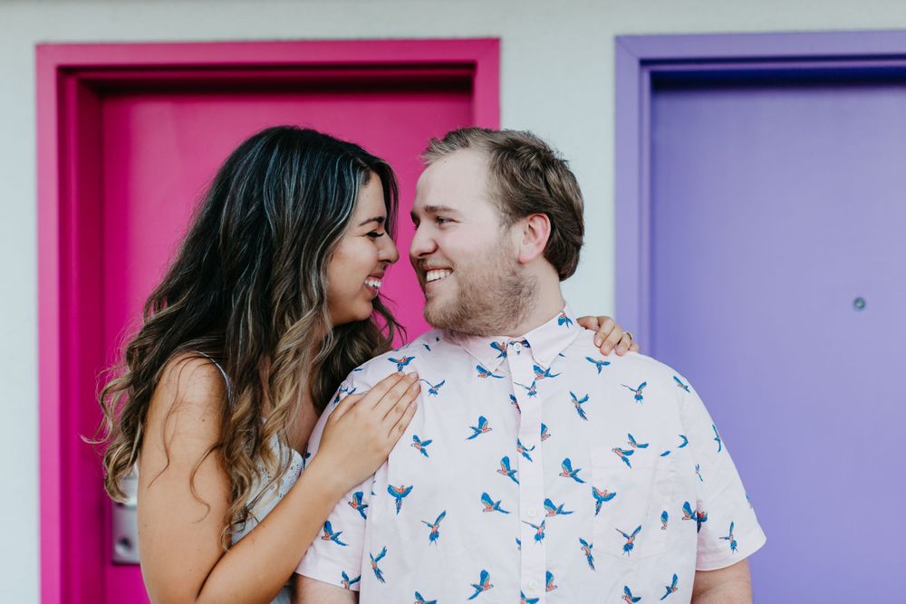 engaged couple at saguaro palm springs hotel