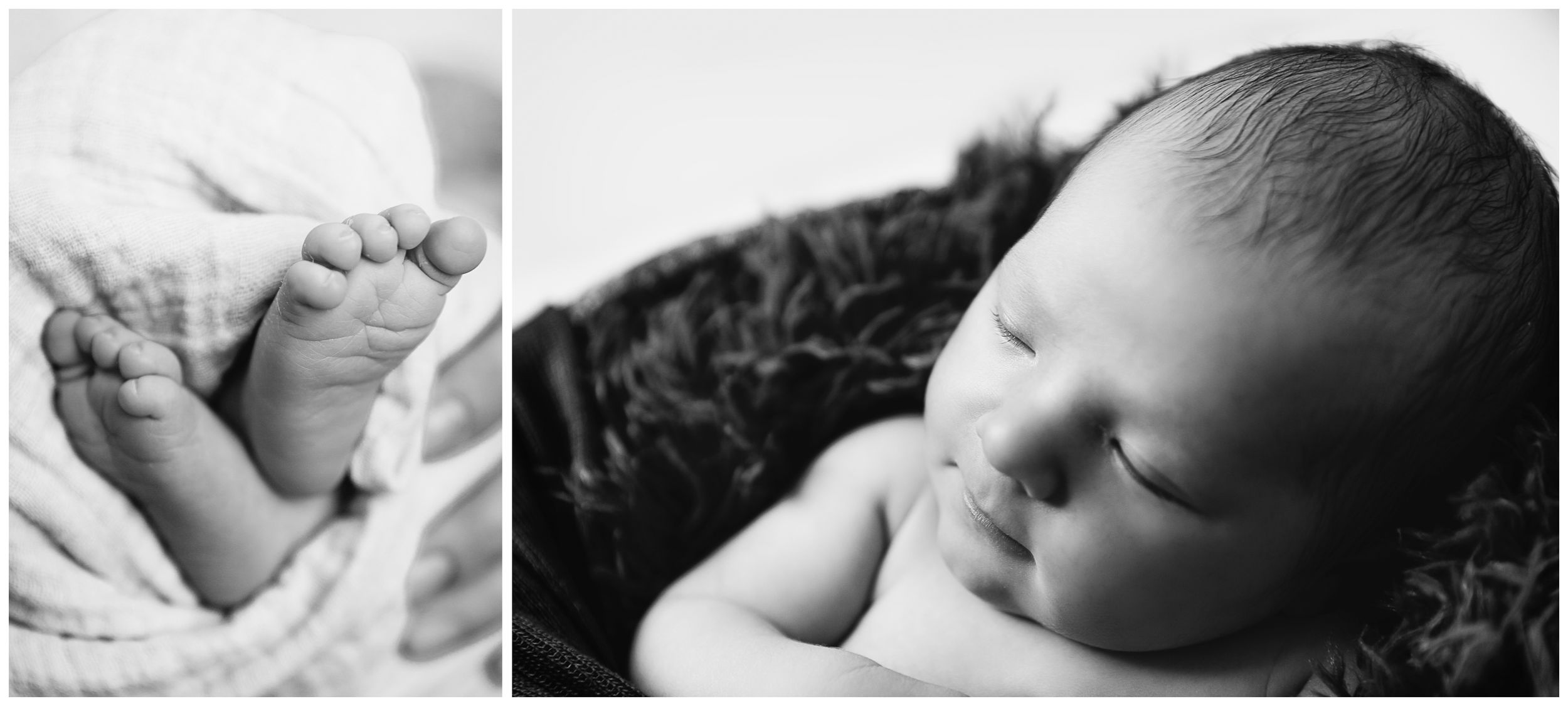 black and white photo close up of baby's feet