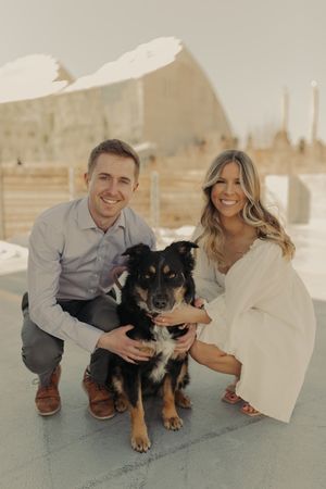 Downtown Engagement Photos With Dogs in Kansas City