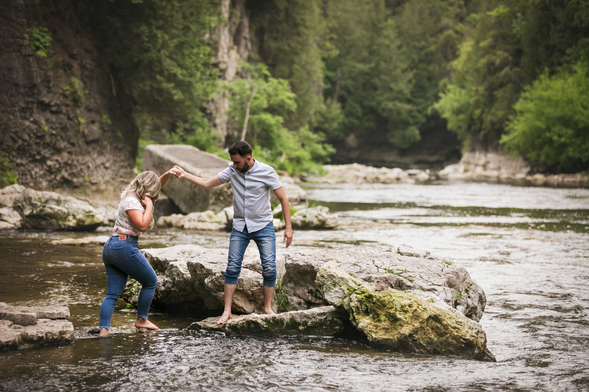 Elora Gorge Ontario Spring Summer Engagement Photos by Shawn Van Daele