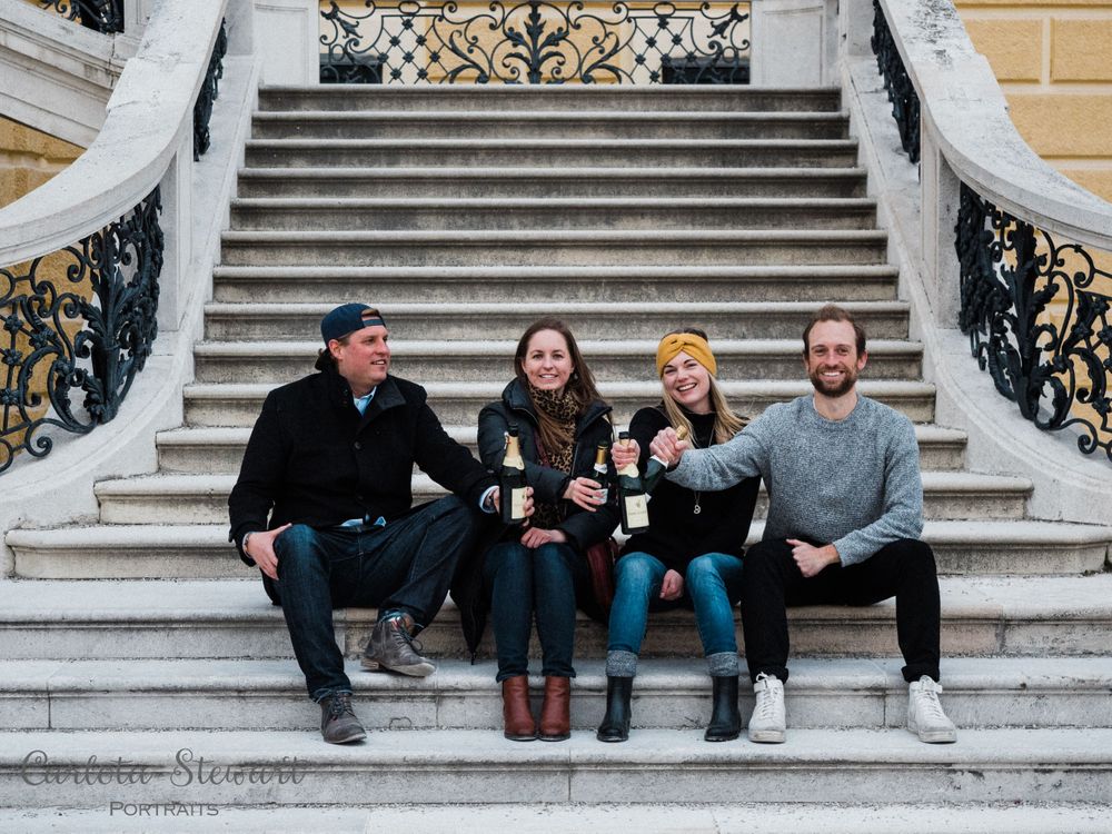 Friends celebrating destination holiday in Vienna