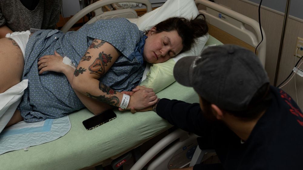 Parents connect during labor and through contractions during their Longmont, CO hospital birth