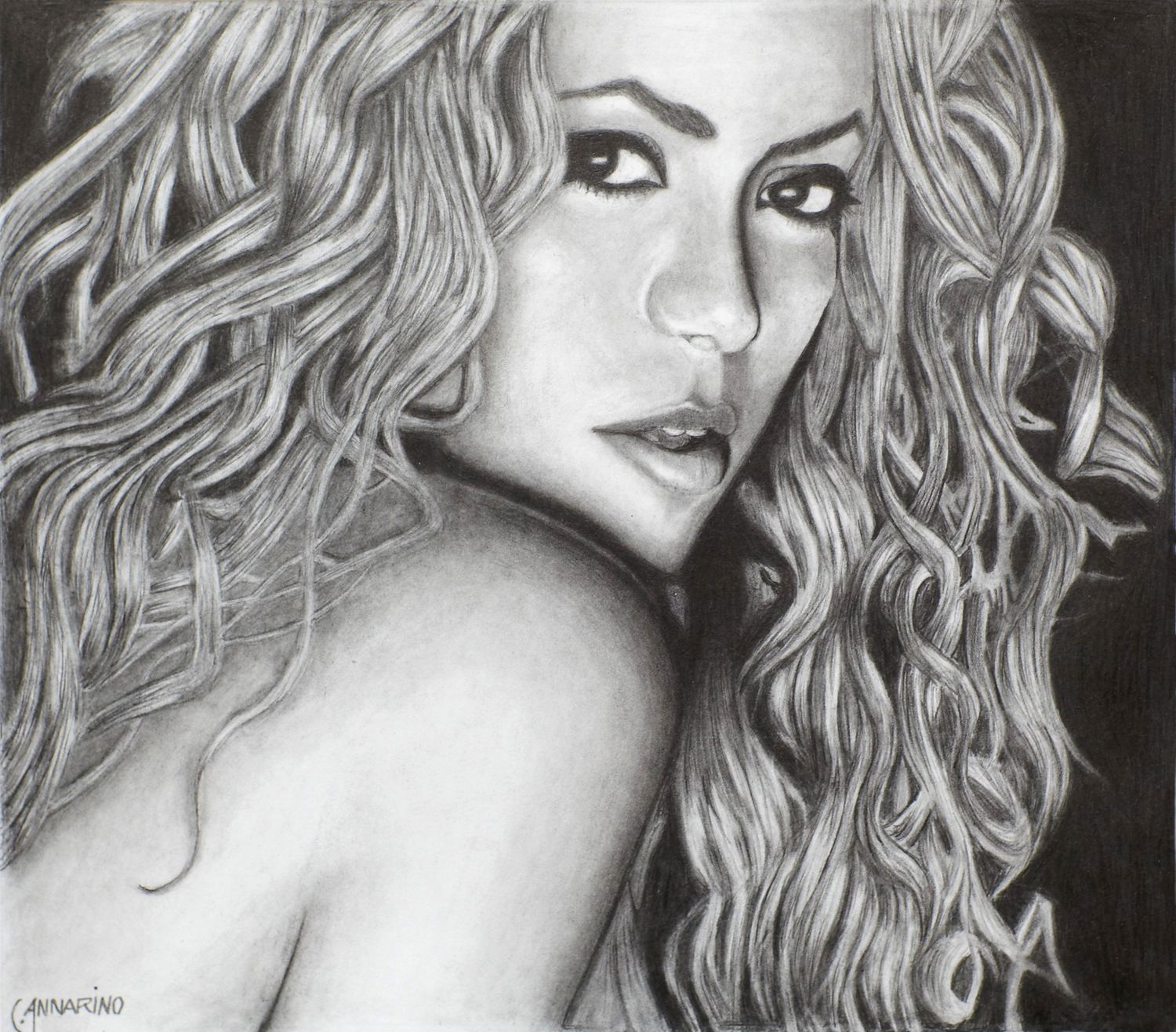 Amazing pencil drawing of the musical artist Shakira
