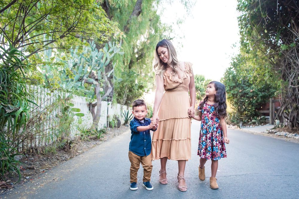Photo of a family on a street in San Juan Capistrano, CA