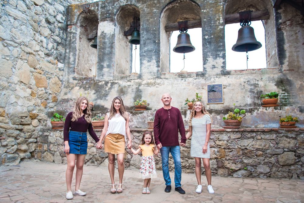 Photo of a family at the Mission San Juan Capistrano in San Juan Capistrano, CA