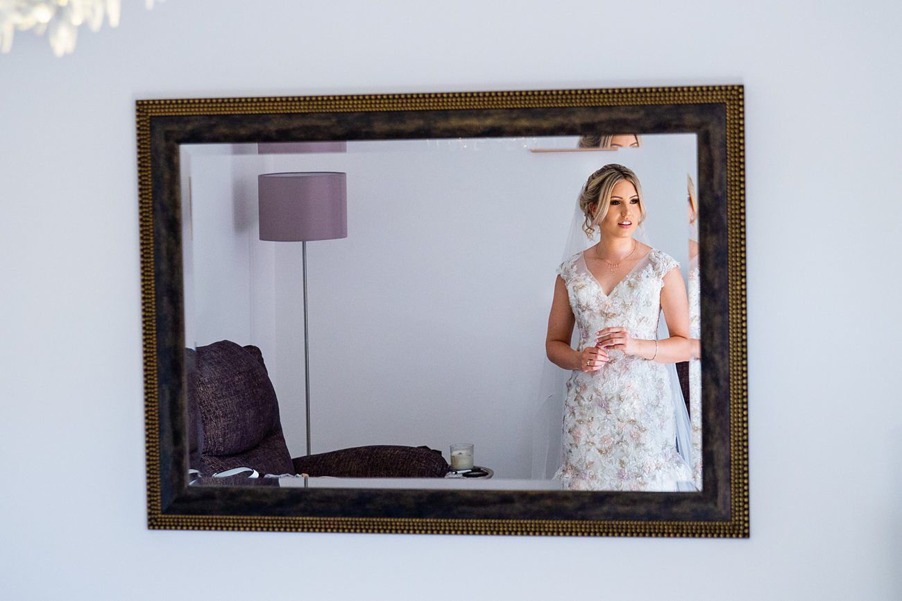 Bride in mirror reflection