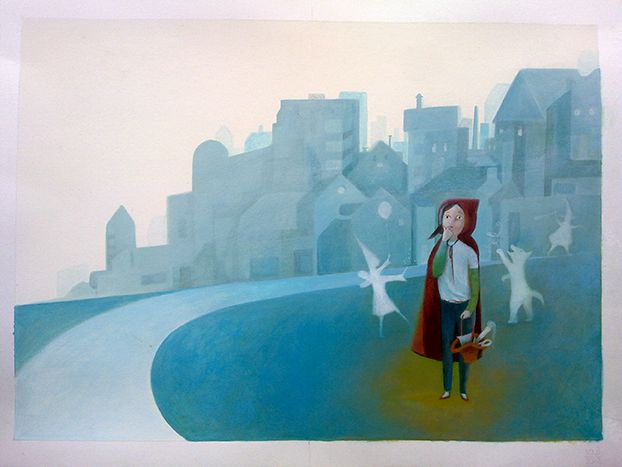 "Mi sono persa n.5 " illustrazione ad acrilico su carta - vendita