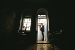 wedding photo bride and groom face to face