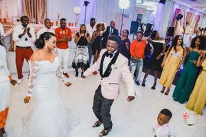 bride and groom dancing