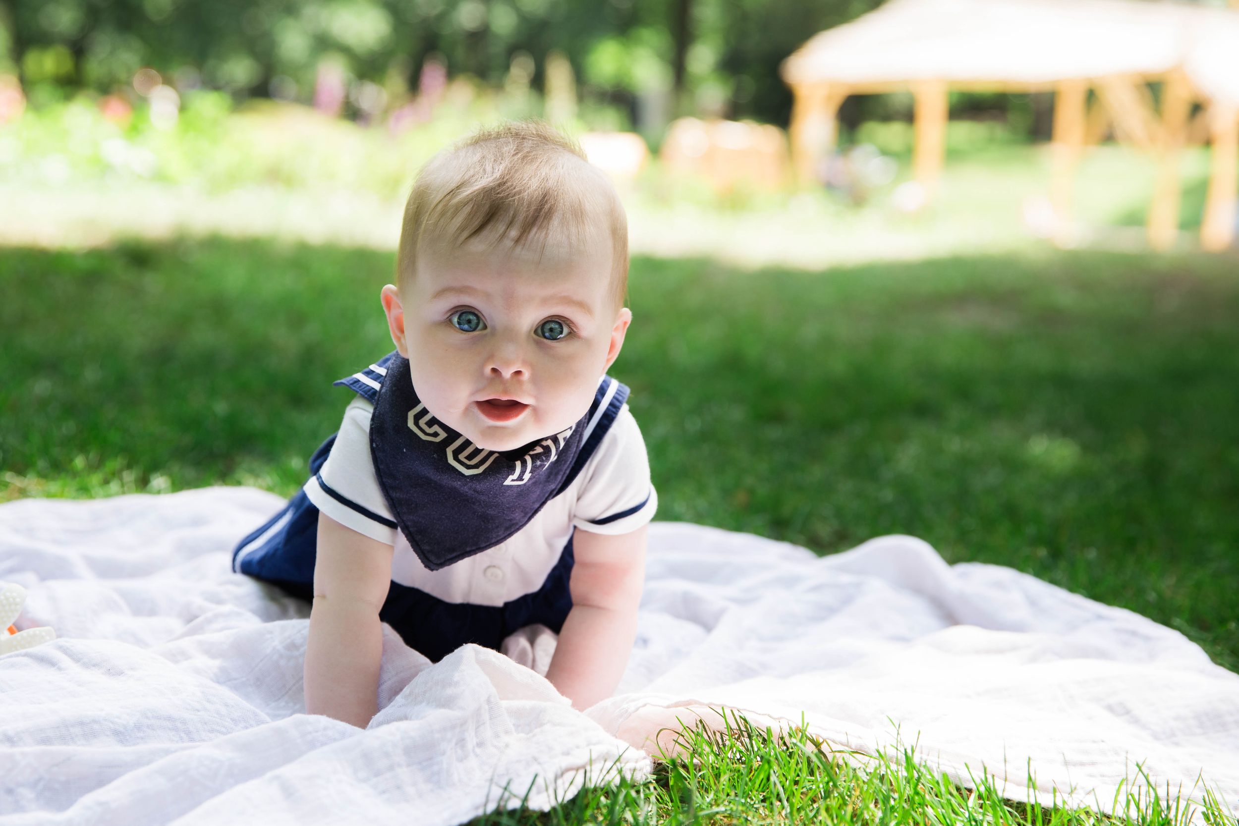 6 month old baby girl on grass