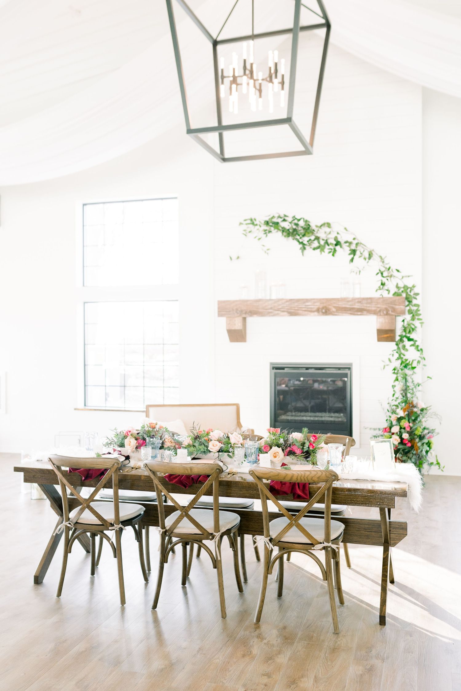 Light and airy 1868 Farmhouse Wedding in Boone, Iowa with Modern Dress gown and Lavender Floral