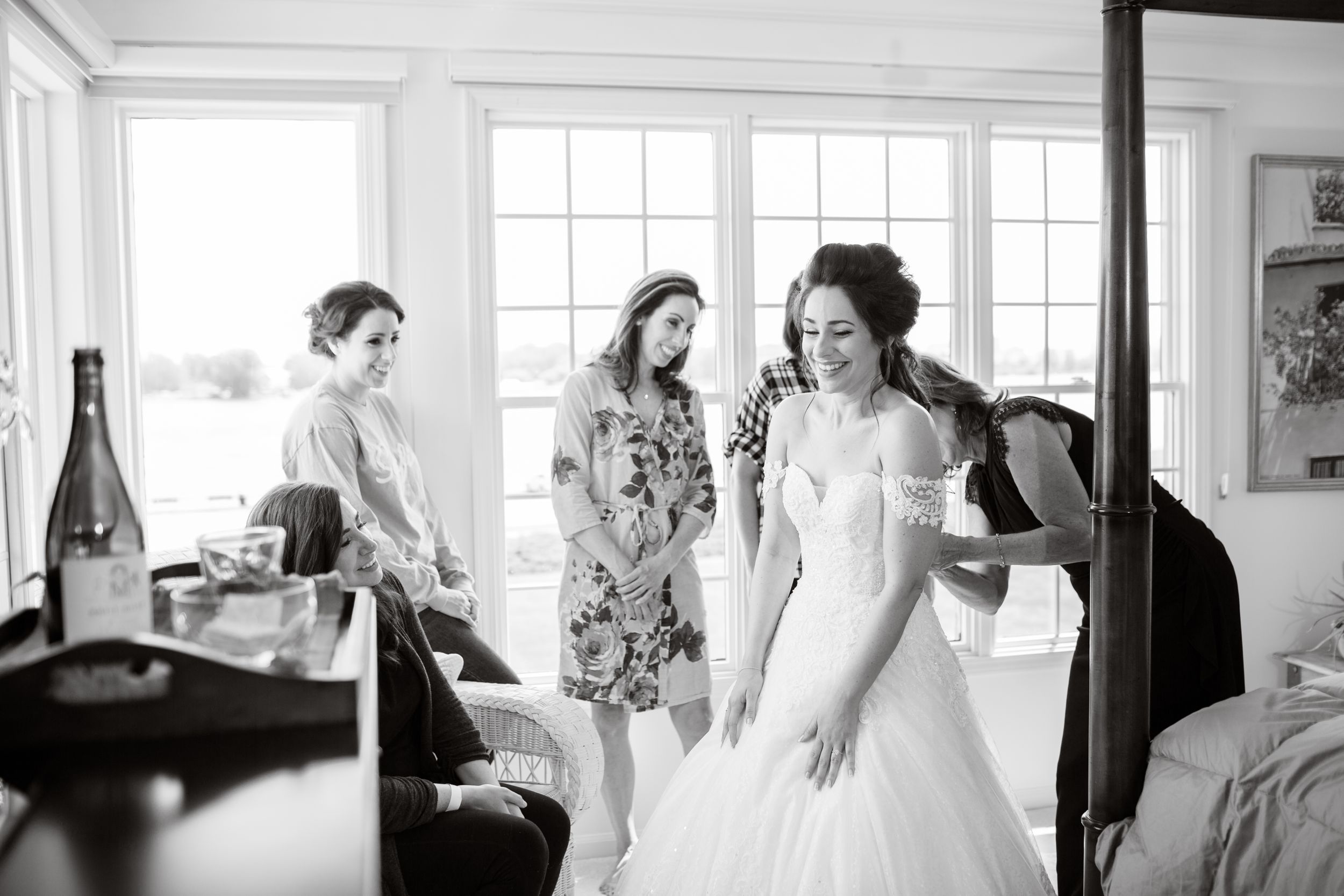 bride preparations bridesmaids michigan wedding photographer