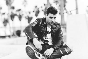 Actor Christian James Diesel Leather Biker Jacket Converse Venice Skate Park California James Dean
