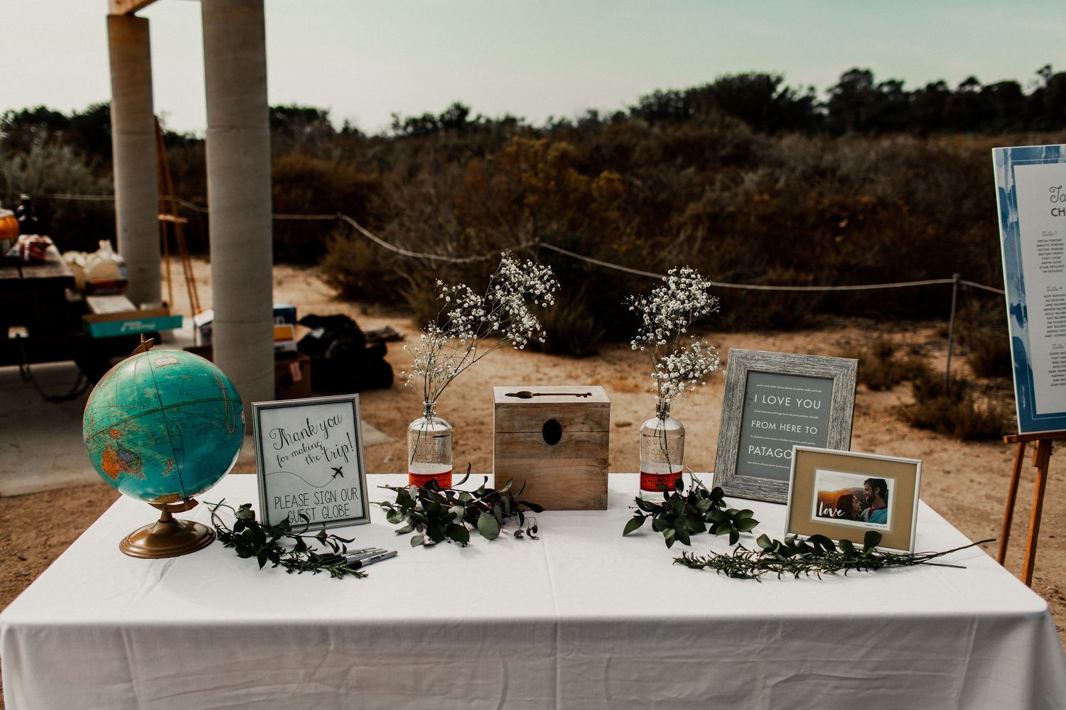 reception decor setup at crystal cove picnic area
