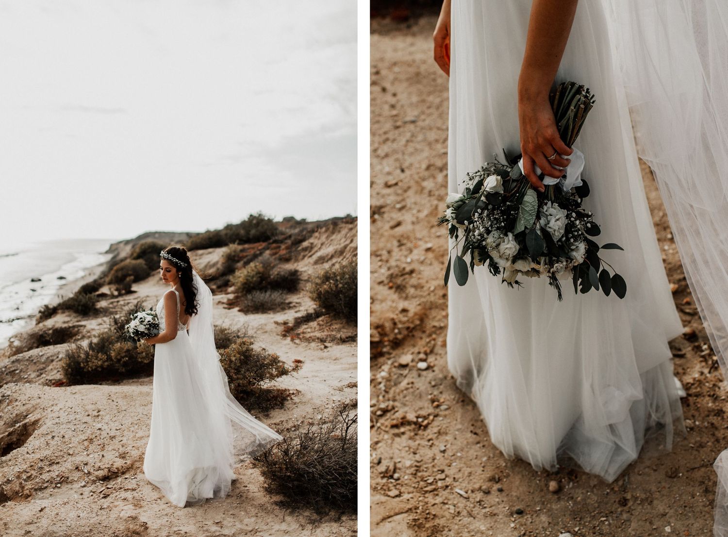 bride solo portrait at crystal cove state park