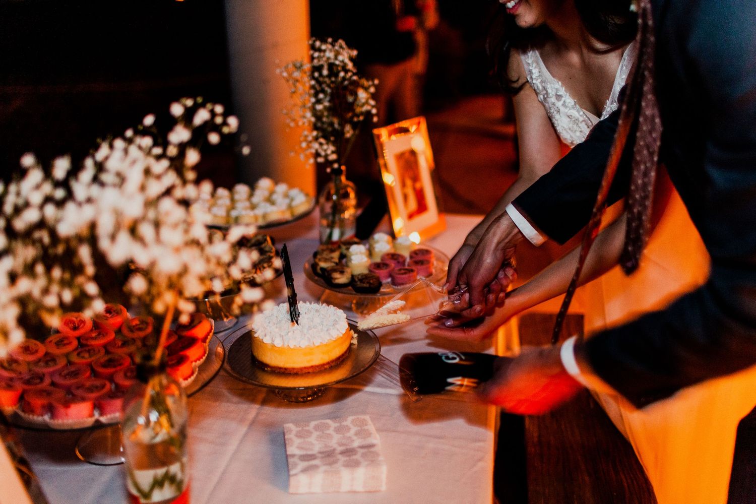 first cake cut as man and wife