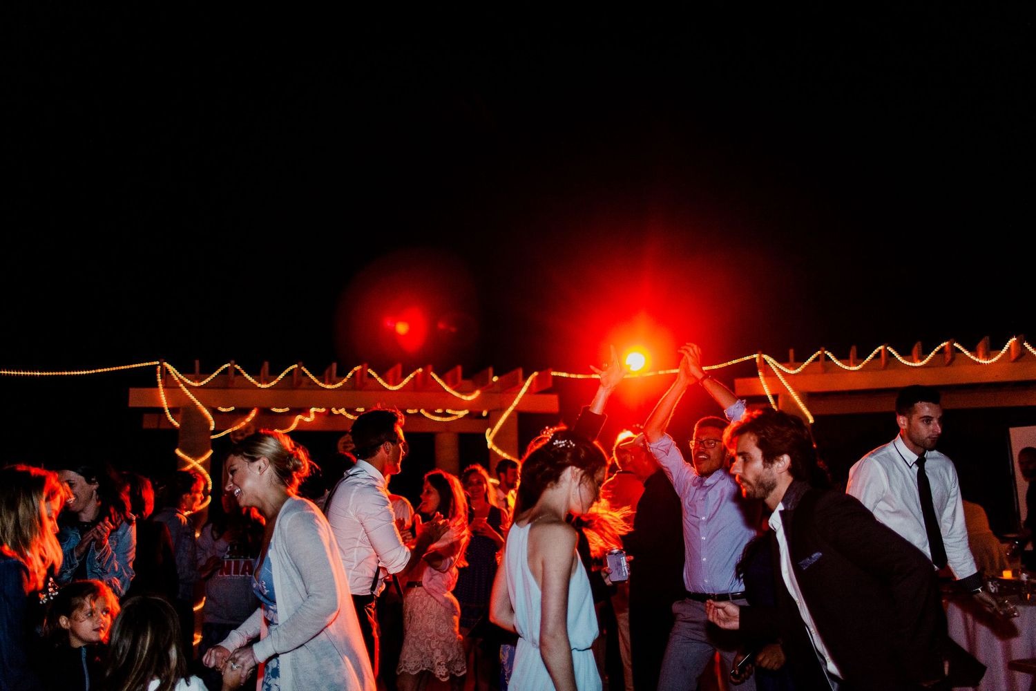 guests having fun during wedding reception