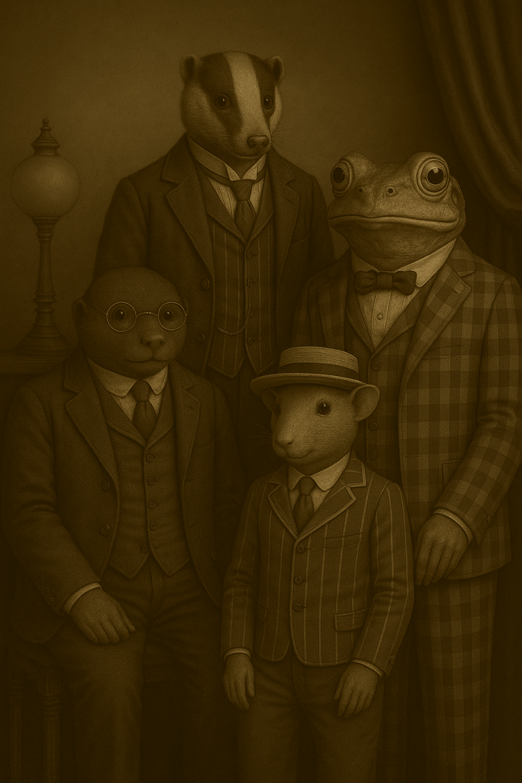 Bartholomew Badgerly - Mr Theophilus Toadmere Esq - Mr Mortimer Moleworthy - Reginald (Ratty) Rivers