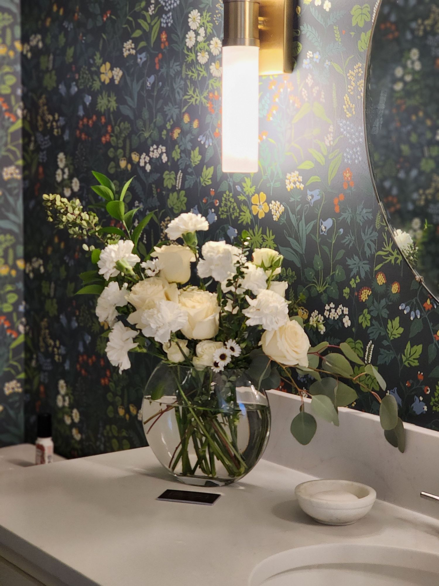white floral display for venue