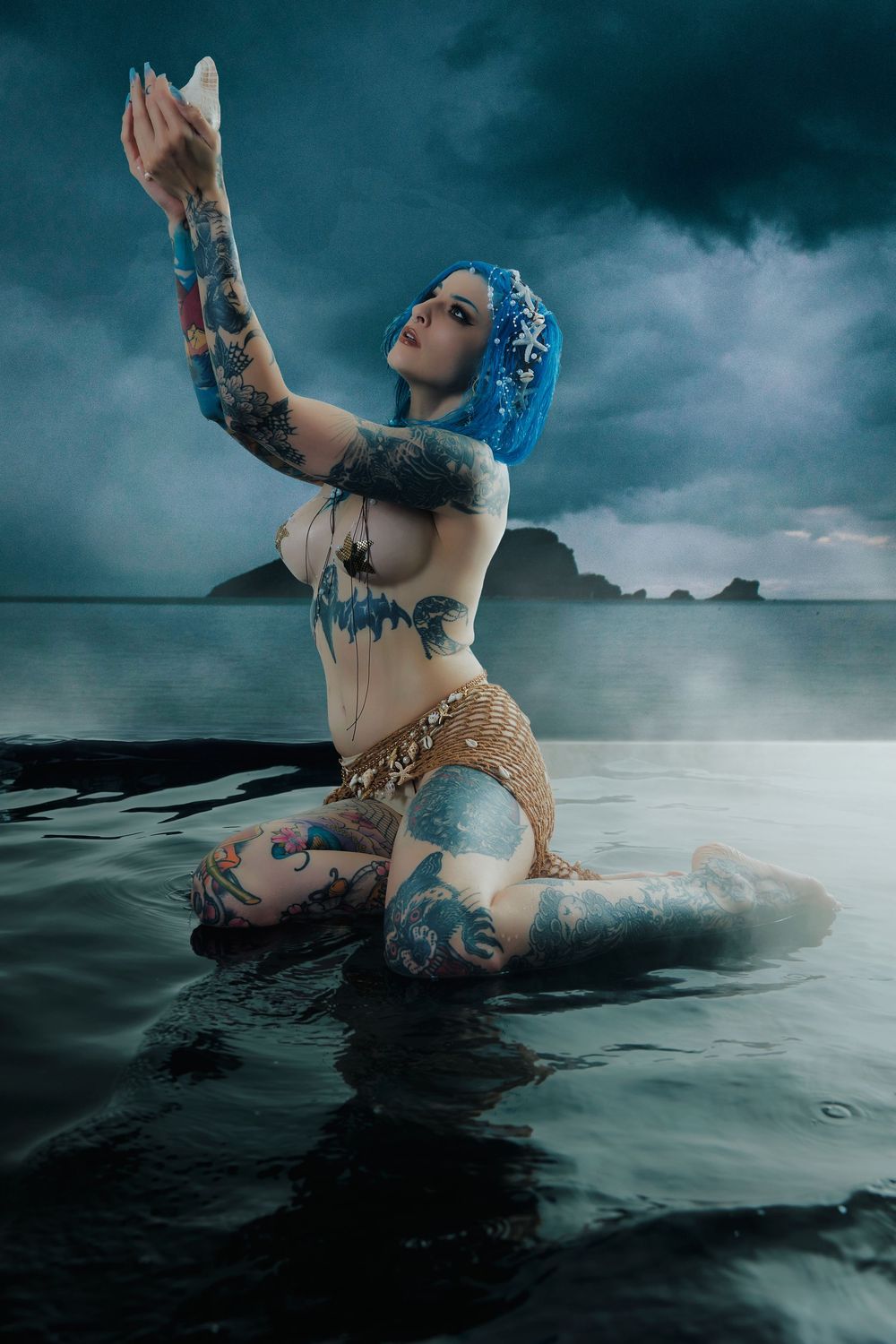Dallas fantasy photographer, composite photography, fantasy photography, siren, alternative model, inked model, Dallas photographer