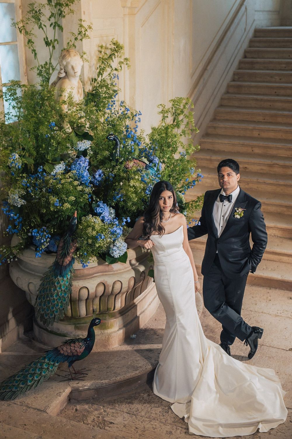 Destination Indian Wedding Photography in palacio correio mor Portugal i dian bride in white attire