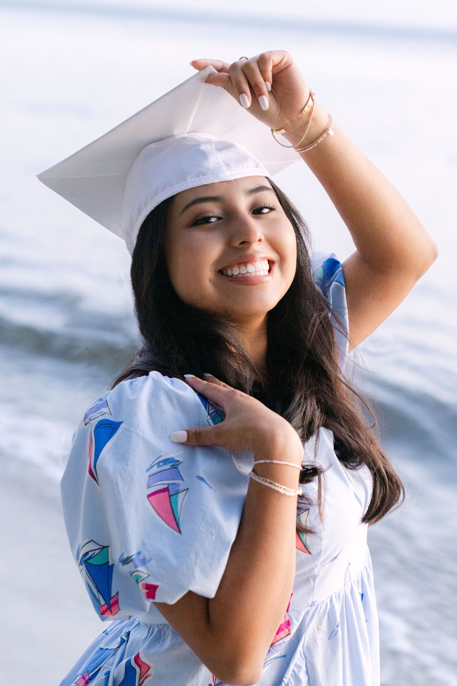 Senior portraits by the sea—viola, car, and coastal charm included! Golden Isles photography for seniors with style and soul.