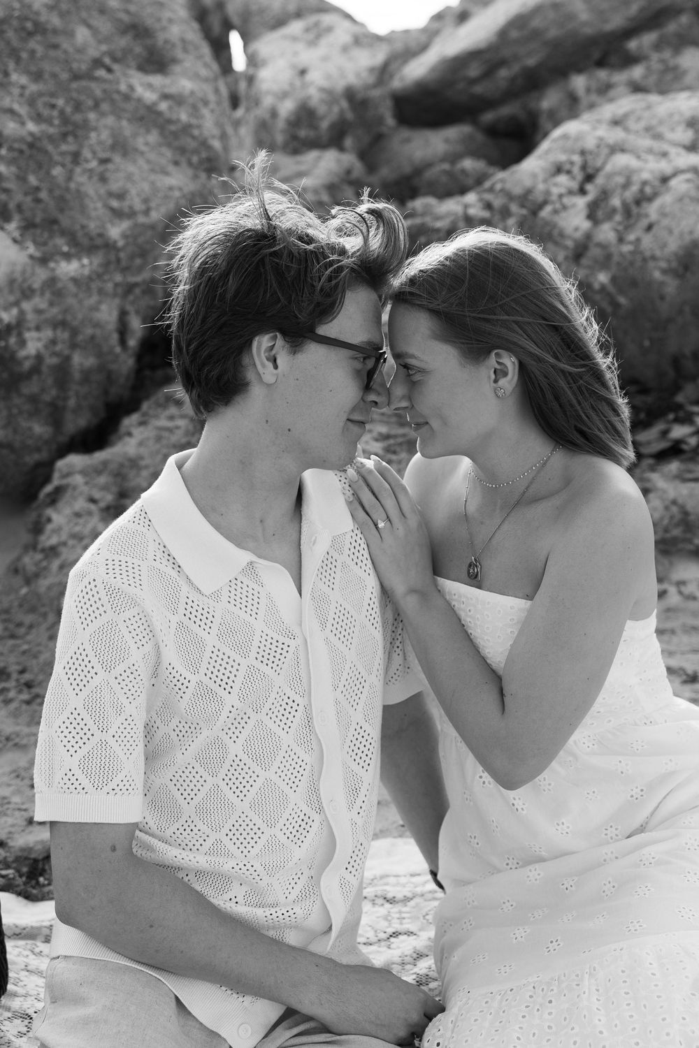Golden Hour engagement photos of a couple having a beach picnic at Dubois Park in Jupiter, Florida captured by Lindsay McDow Photography