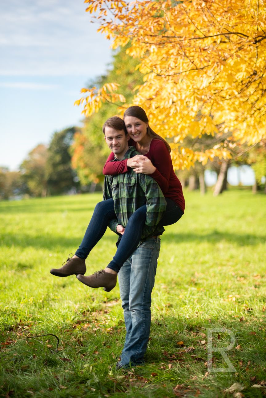 Leah Ramuglia Photography autumn fall foliage engagement portraits at World's End in Hingham, MA