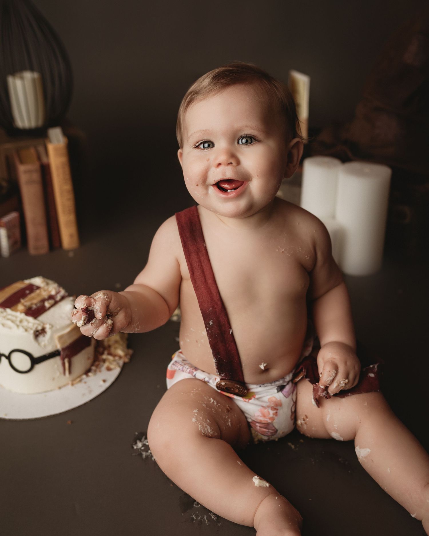 Professional milestone toddler cake smash photo