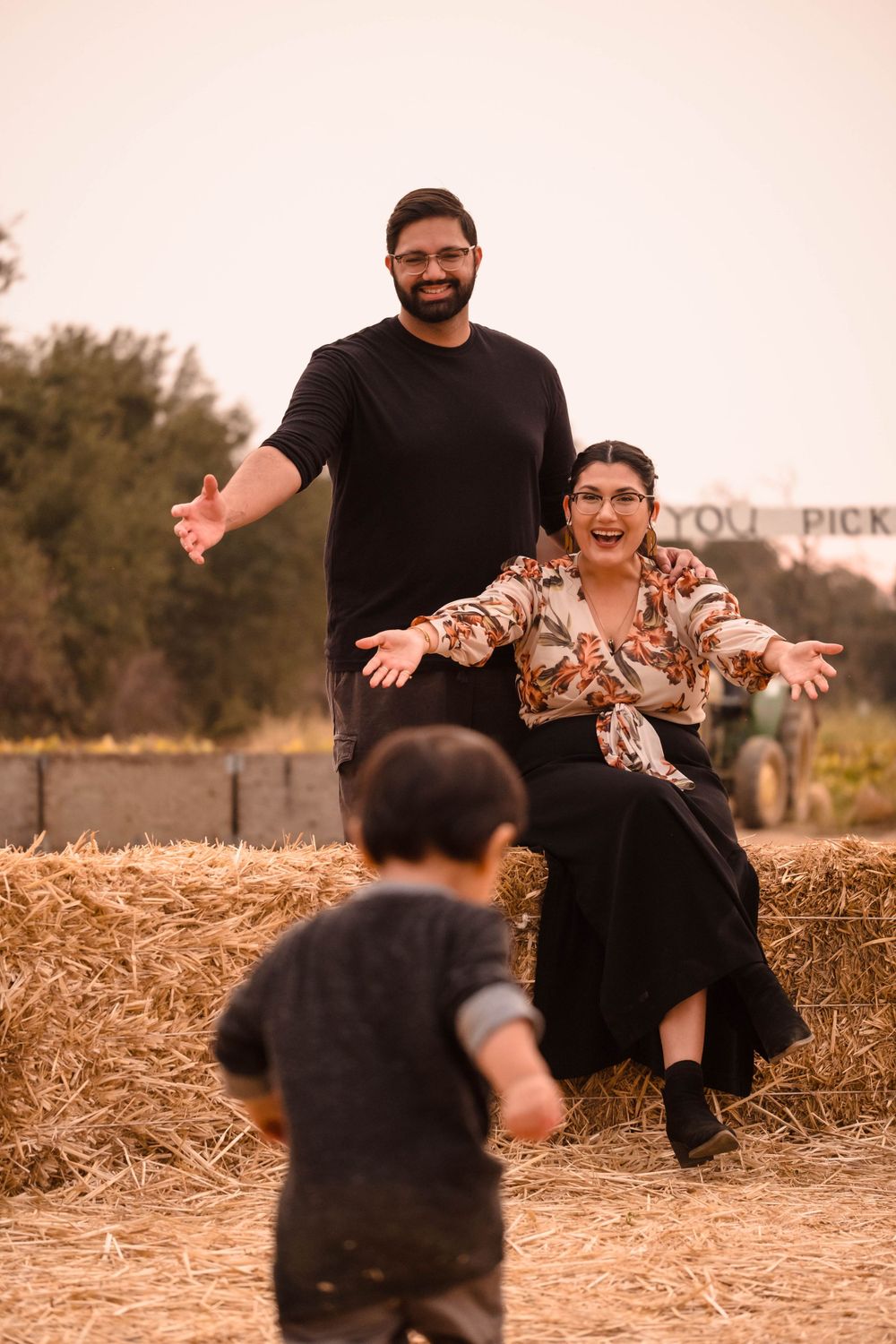 family session with their first born child Clements ranch pumpkin patch in lockeford California