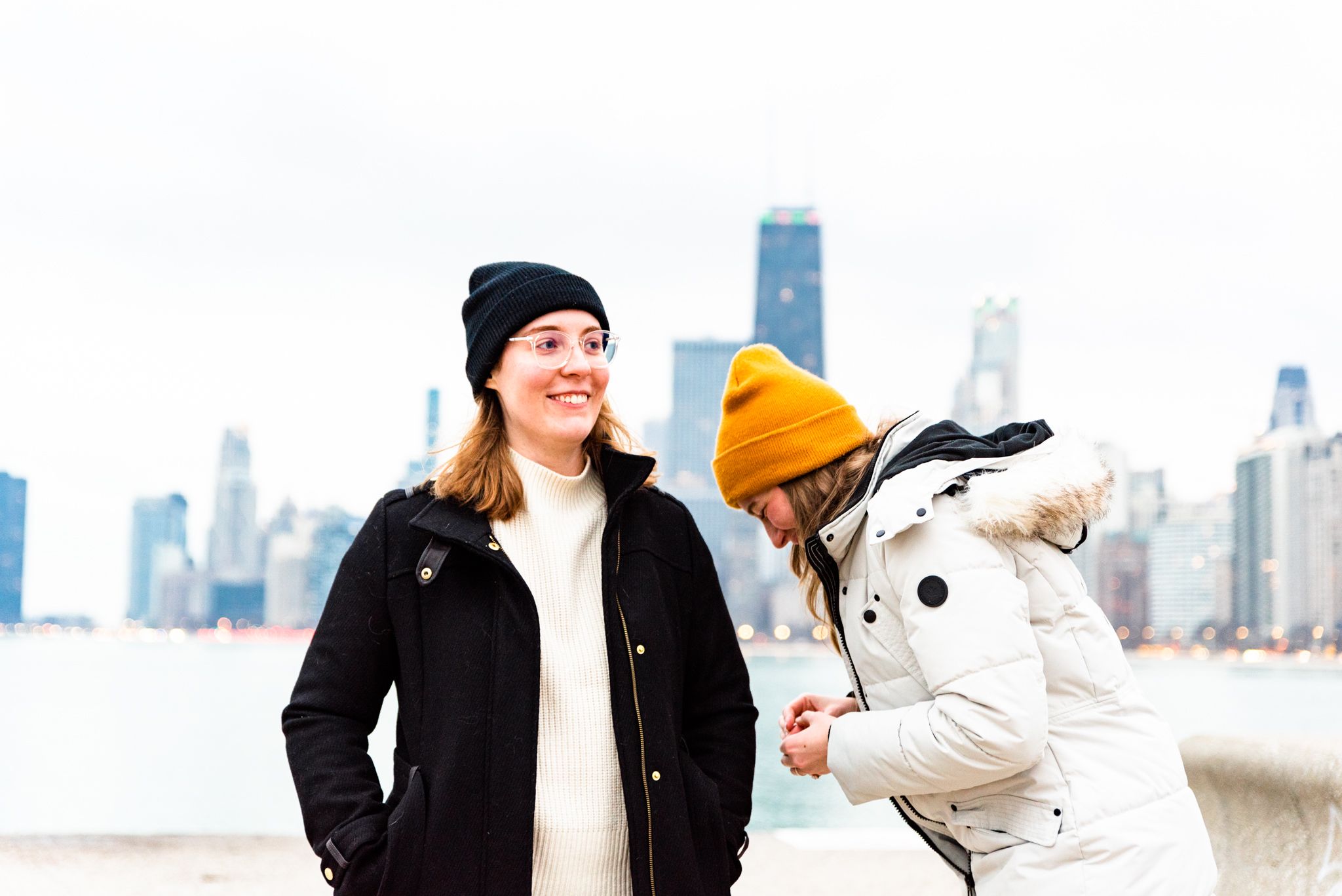 North Avenue Beach proposal same sex couple laughing