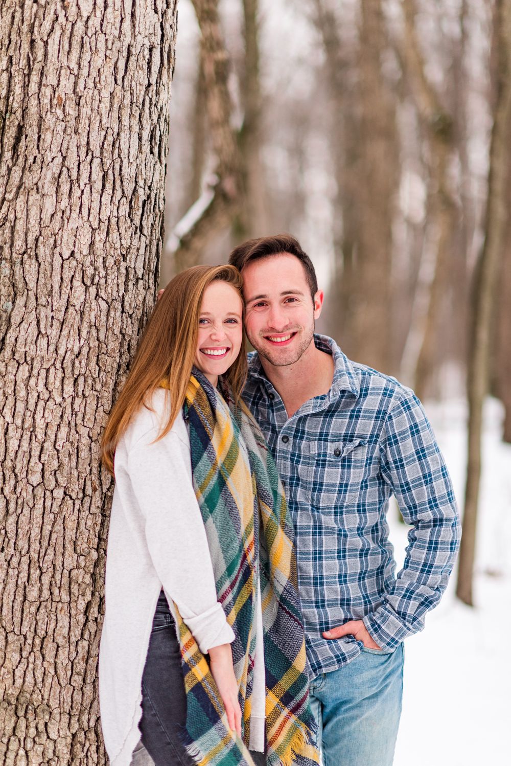 Winter and snow couple engagement in Harrisonburg Virginia