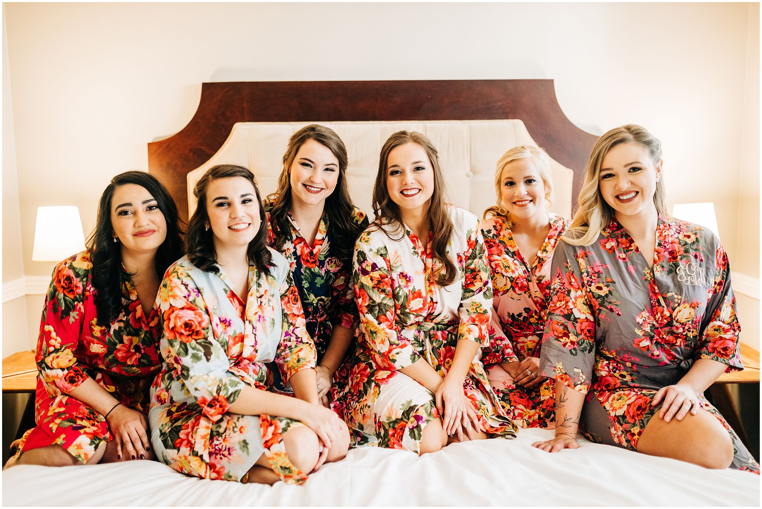 Bridesmaids in matching robes