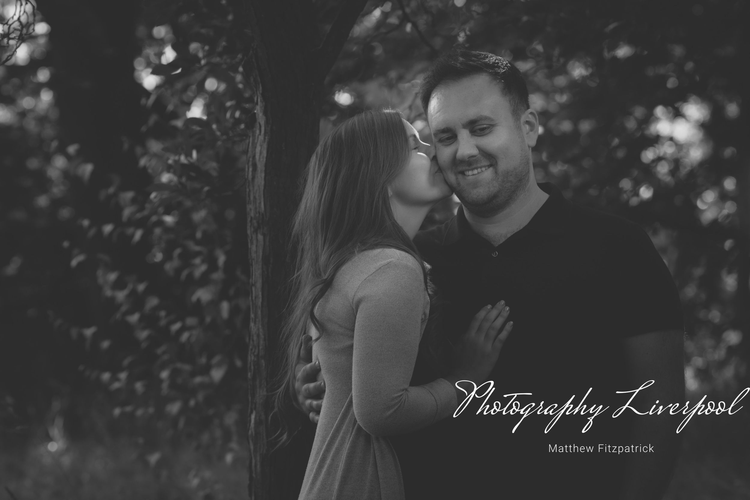 Black & White Naturally posed engagement photography at Sefton Park by Photography Liverpool Wedding Photographer