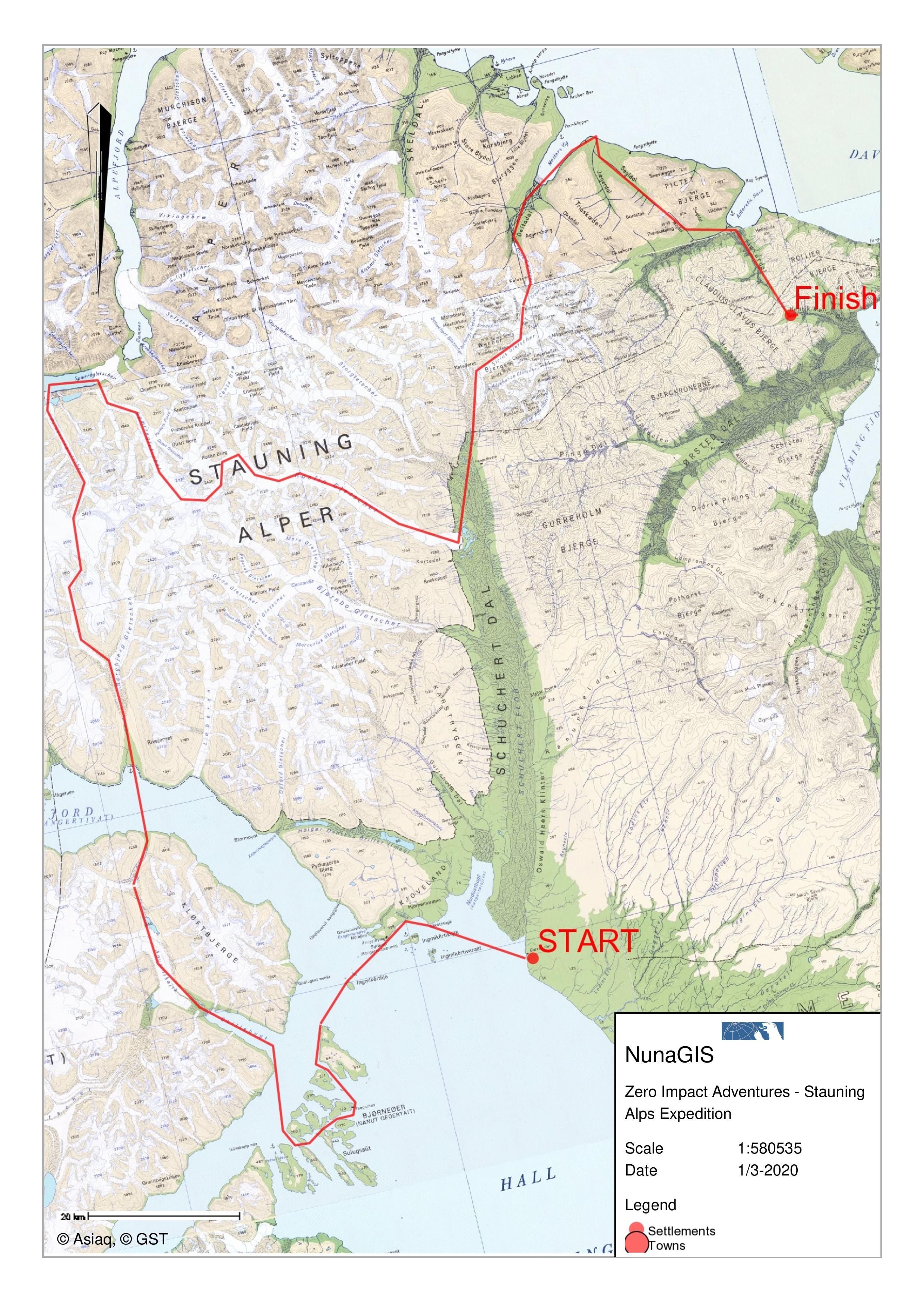 Stauning Alps Greenland Map