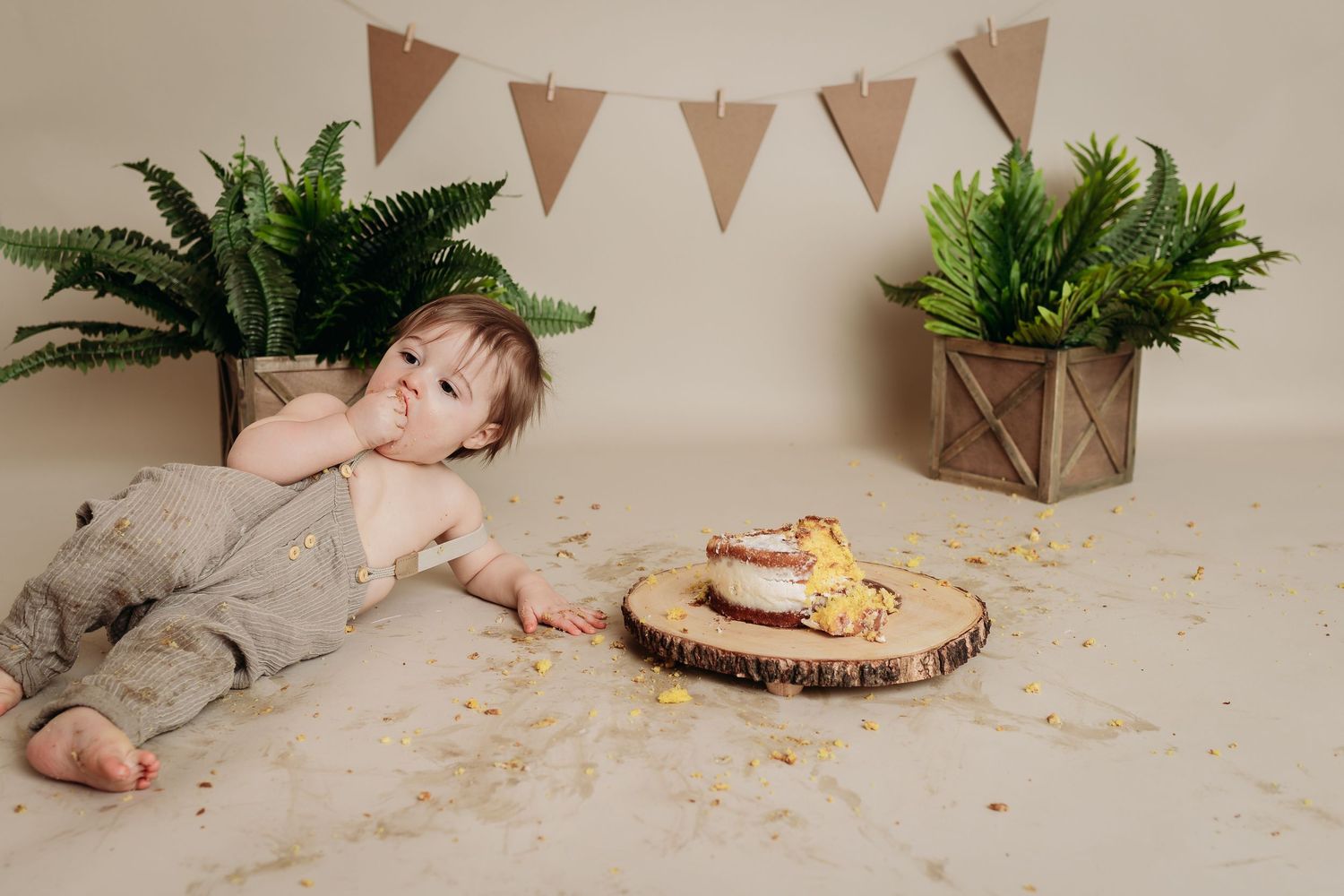 Professional milestone toddler cake smash photo