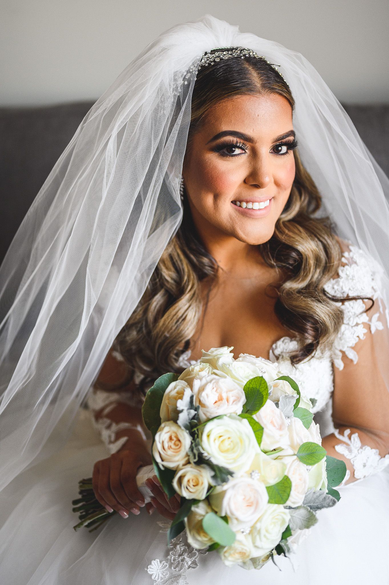 bride portrait near window during bride prep
